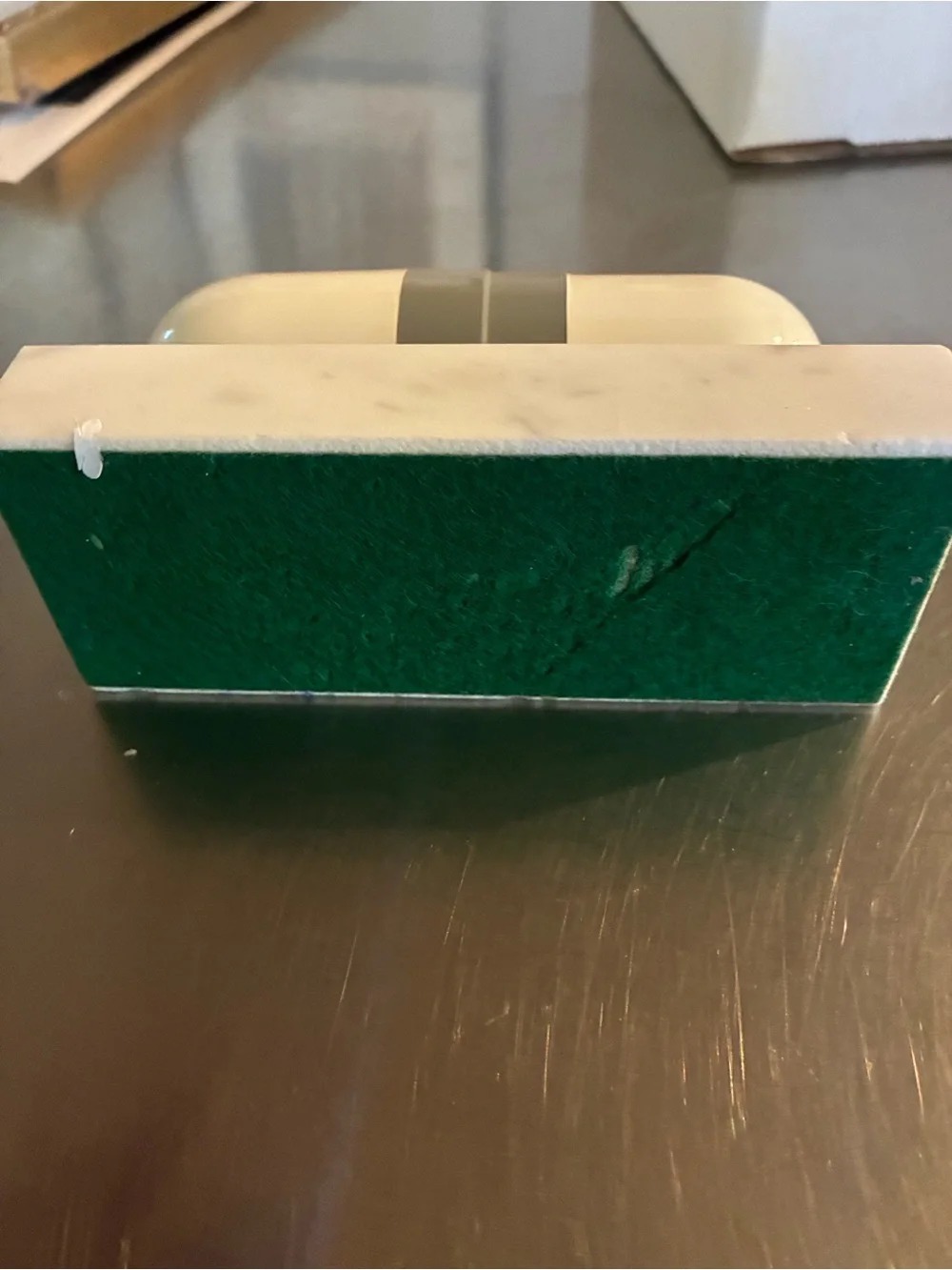 Pill Capsule Desk Calendar Cream /Gray Desktop Perpetual Calendar on Marble Base